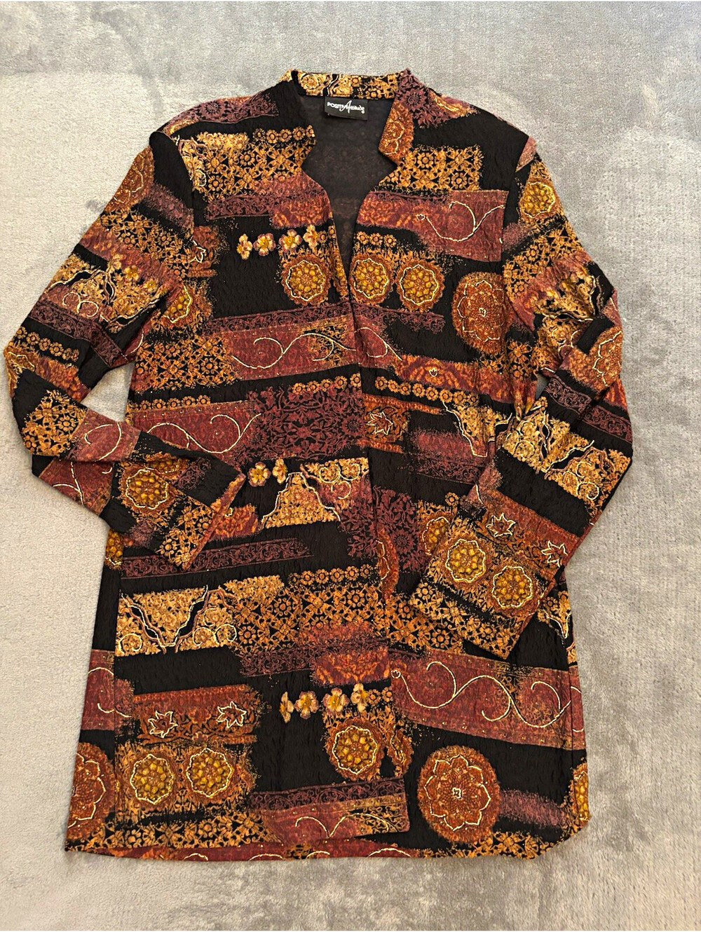 Positive Attitude Cardigan Women’s M Floral Open Front Jacket Cozy Fall Vintage